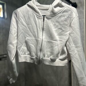 SHEIN White Zip-Up Hooded Jacket